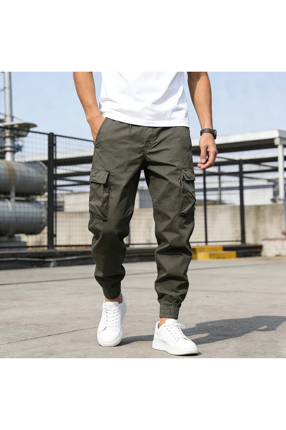 Cargo Joggers Men Baggy High Waisted Cargo Pants Casual Lightweight Elastic Waist Workout Hiking Pant with Multi Pockets XL