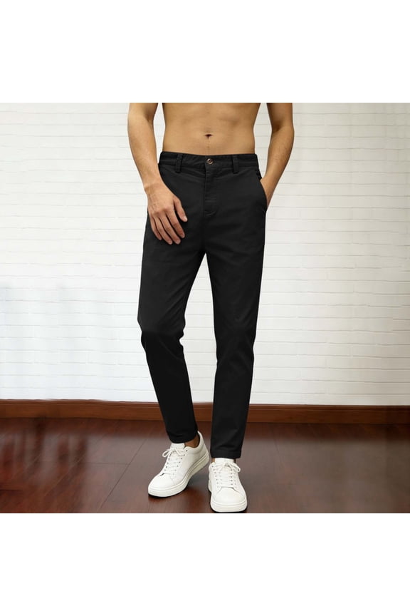 Chino Pants for Men Straight Leg Slim Fit Stretch Tapered Trousers Business Casual Pant with Pockets L