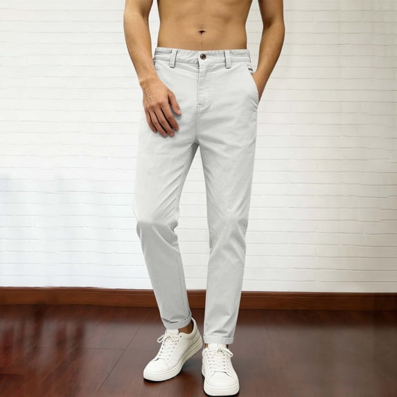 Mifsaly Chino Pants for Men Straight Leg Slim Fit Stretch Tapered Trousers Business Casual Pant with Pockets M