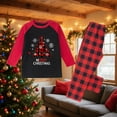 thumbnail image 1 of Mifsaly Christmas Family Pajamas Matching Sets 2025 Xmas Santa Print Raglan Long Sleeve Sleepwear Merry Bright Crewneck Patchwork Nightwear Plaid Long Pants with Pockets Festival Party Funny Outfits, 1 of 4