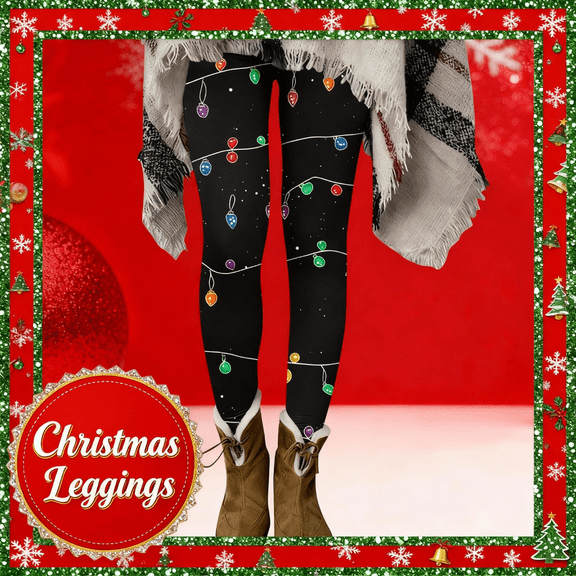 Mifsaly Christmas Leggings for Women Xmas Print Workout Yoga Pants Holiday Festival Hiking Running Stretchy Pant Winter Warm Trousers 2025