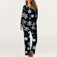 thumbnail image 1 of Mifsaly Christmas Pajama Sets for Women Xmas Trees Print Loose 2 Piece Pjs Long Sleeve V-Neck Sleepwear Lapel Button Down Nightwear High Waist Wide Leg Pants with Pockets 2025 Holiday Homewear, 1 of 7