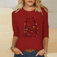 thumbnail image 1 of Mifsaly Christmas Shirts for Women 2025 Holiday Plus Size 3/4 Sleeve T-Shirts Cute Print Xmas Thanksgiving Loose Blouse Holiday Party Festival Pullover Tops, 1 of 5