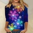 thumbnail image 1 of Mifsaly Christmas Shirts for Women Plus Size 3/4 Sleeve Pullover Tops Crewneck Xmas Funny Printed Classic T-Shirts Bright and Merry Festival Party Blouse 2025 Holiday Gifts Outfits, 1 of 5