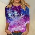 thumbnail image 1 of Mifsaly Christmas Shirts for Women Plus Size 3/4 Sleeve Pullover Tops Crewneck Xmas Funny Printed Classic T-Shirts Bright and Merry Festival Party Blouse 2025 Holiday Gifts Outfits, 1 of 5