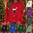 thumbnail image 1 of Mifsaly Christmas Sweatshirts for Women Long Sleeve Loose Pullover Tops Xmas Red Wine Print Crewneck Blouse Tunic Casual Funny Shirts Festival Party T-Shirts 2025 Holiday Costume, 1 of 4