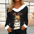 thumbnail image 1 of Mifsaly Christmas Sweatshirts Women V-Neck Long Sleeve Xmas Tree Shirt Faux Fur Collar and Cuff Vintage Pullover Tops Festival Fashion Streetwear Loose Patchwork Blouse 2025 Holiday Clothing, 1 of 4