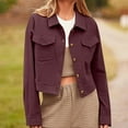 thumbnail image 1 of Mifsaly Corduroy Cropped Bomber Jacket Women Lapel Long Sleeve Casual Shacket Jackets Button Down Soild Color Crop Coats with Pockets 2025 Trendy Fall Outerwear, 1 of 6