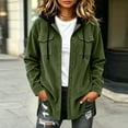 thumbnail image 1 of Mifsaly Corduroy Shacket Women Hooded Button Down Jacket Relaxed Loose Fit Lightweight Warm Outerwear with Pockets for Casual Daily Fall Green,XL, 1 of 9