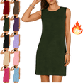 thumbnail image 1 of Mifsaly Cotton Dresses Women Crewneck Sleeveless Shift Dress Side Slit Cut Party Club Everyday Sundresses M, 1 of 6