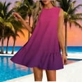 thumbnail image 1 of Mifsaly Cotton Dresses for Women Crewneck Sleeveless Mini Dress Elegant Tiered Ruffle Hem Versatile Wedding Guest Party Lightweight Summer Sundress L, 1 of 7