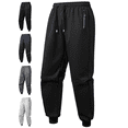 thumbnail image 1 of Mifsaly Cotton Joggers for Men Thick Warm Drawstring Elastic Waist Sweatpants Fashion Baggy Running Straight Leg Pants with Pockets Outdoor Workout Thermal Sweatsuit Black M, 1 of 3