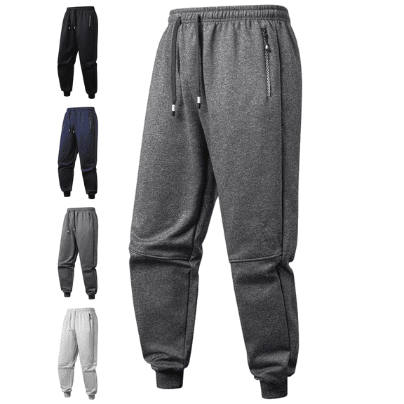 Mifsaly Cotton Joggers for Men Thick Warm Drawstring Elastic Waist Sweatpants Fashion Baggy Running Straight Leg Pants with Pockets Outdoor Workout Thermal Sweatsuit Dark Gray XXL