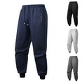 thumbnail image 1 of Mifsaly Cotton Joggers for Men Thick Warm Drawstring Elastic Waist Sweatpants Fashion Baggy Running Straight Leg Pants with Pockets Outdoor Workout Thermal Sweatsuit Blue S, 1 of 4