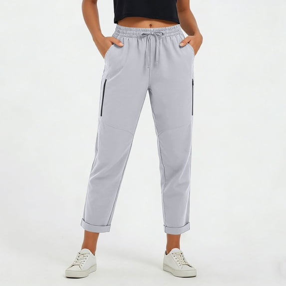 Mifsaly Cotton Joggers for Women Straight Leg Comfortable Sweatpants Cuffed Hem Lightweight Hiking Pants Workout Athletic Casual Outdoor Causal Clothes with Pockets M