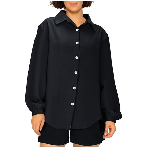 Mifsaly Cotton Linen 2 Piece Sets Women Long Sleeve Button Down Shirt Summer Shorts Loose Lightweight Matching Outfits Trendy Spring Loungewear XXL