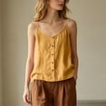 thumbnail image 1 of Mifsaly Cotton Linen Cami Tops for Women Spaghetti Strap Button Down Camisole Casual V Neck Loose Sleeveless Blouse Summer Beach Wear Holiday Outfits Yellow,XL, 1 of 6