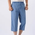 thumbnail image 1 of Mifsaly Cotton Linen Capri Pants Men Plus Size Cropped Pant Lightweight Comfortable Work Going Out Everyday Summer Vacation Clothes with Pockets XL, 1 of 3