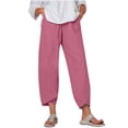 thumbnail image 1 of Mifsaly Cotton Linen Harem Pants Women Wide Leg Casual Pant Cuffed Hem Summer Travel Vacation Boho Lounge Trousers with Pockets XXL, 1 of 7