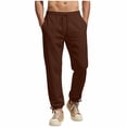 thumbnail image 1 of Mifsaly Cotton Linen Joggers For Men Elastic Waist Drawstring Athletic Tapered Fit Pant Gym Workout Running Training Lounge Trousers With Pockets XXL, 1 of 5