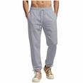thumbnail image 1 of Mifsaly Cotton Linen Joggers For Men Elastic Waist Drawstring Athletic Tapered Fit Pant Gym Workout Running Training Lounge Trousers With Pockets XXL, 1 of 5