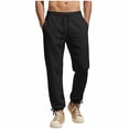 thumbnail image 1 of Mifsaly Cotton Linen Joggers For Men Elastic Waist Drawstring Athletic Tapered Fit Pant Gym Workout Running Training Lounge Trousers With Pockets XXL, 1 of 5