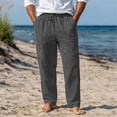 thumbnail image 1 of Mifsaly Cotton Linen Pants for Men Wide Leg Summer Casual Trousers Elastic Waist Drawstring Lightweight Breathable Beach Pant with 4 Pockets M, 1 of 9