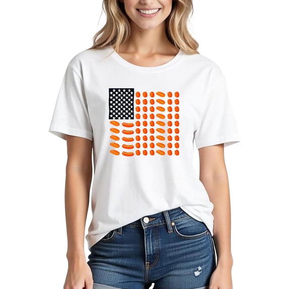Mifsaly Cotton Short Sleeve Tops for Women 4Th of July Patriotic T-Shirt Usa Graphic Basic Casual Summer Top Loose Fit Breathable Lightweight Independence Day Tee M
