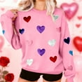 thumbnail image 1 of Mifsaly Cotton Sweatshirts for Women Hearts Print Valentine Sweatshirt Long Sleeve Crewneck Pullover Top Funny Festival Spring Outfits, 1 of 9