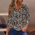 thumbnail image 1 of Mifsaly Cotton Tops for Women 3/4 Sleeve Top Floral Print Button Front Spring Summer T Shirt Everyday Dressy Casual Blouses L, 1 of 6