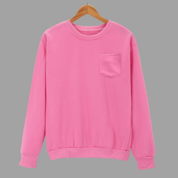 Mifsaly Crewneck Sweatshirts Women Long Sleeve Loose Fit Sweatshirt Soild Color Slouchy Relaxed Pullover Tops with Pocket 2025 Workout Daily Outfit