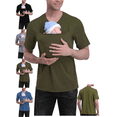 thumbnail image 1 of Mifsaly Dad and Mom Kangaroo Carrier Shirt v neck short sleeve tshirts unisex women men kangaroo shirt for dad and baby Pregnant Babies Wearing tops, 1 of 8