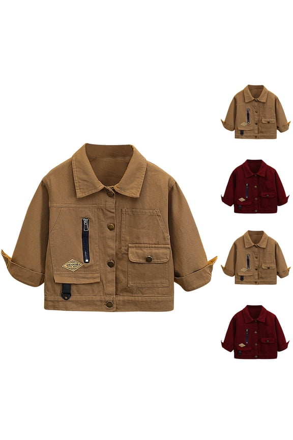 Denim Jacket for Girls Boys Button Down Kids Jean Jacket Collared Long Sleeve School Uniform Outerwear Unisex Fashion Spring Fall Outfits with Pockets Size 1-12 Years