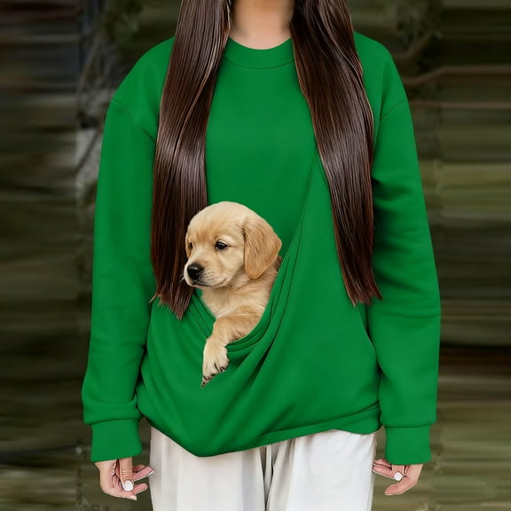 Mifsaly Dog Pouch Hoodie Women Drawstring Long Sleeve Cat Pouch Hooded Sweatshirt With Kangaroo Pocket Leisure Going Out Pullover Sweatshirts Spring Fall Loungewear XL