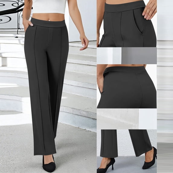 Mifsaly Dress Pants Women Pleated High Wasit Wide Leg Pant Petite Breathable Comfortable Business formal Work Trousers with Pockets