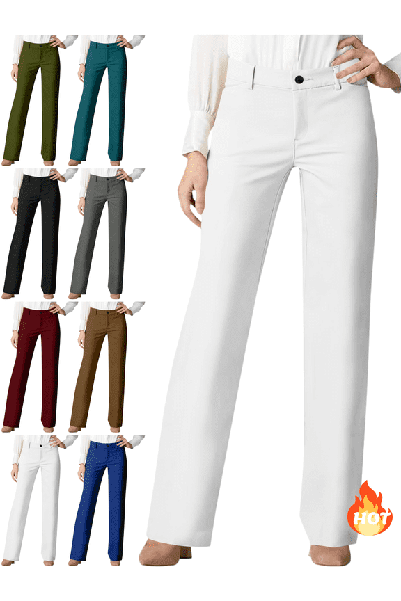Dress Pants Women Straight Leg High Waisted Work Trousers Office Wear Casual Chinos Stretchy Business Casual Slacks with Pockets XL