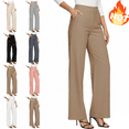 thumbnail image 1 of Mifsaly Dressy Pants for Women High Waisted Wide Leg Work Pant with Pockets Elegant Office formal Wear Everyday Summer Clothes 2026 Khaki,M, 1 of 6