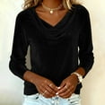 thumbnail image 1 of Mifsaly Elegant Velvet Blouses for Women Tunic Cowl Neck Velour Tops Business Long Sleeve T-Shirts Ladies Cocktail Evening Party Shirt Festival Fashion Streetwear Black L, 1 of 9