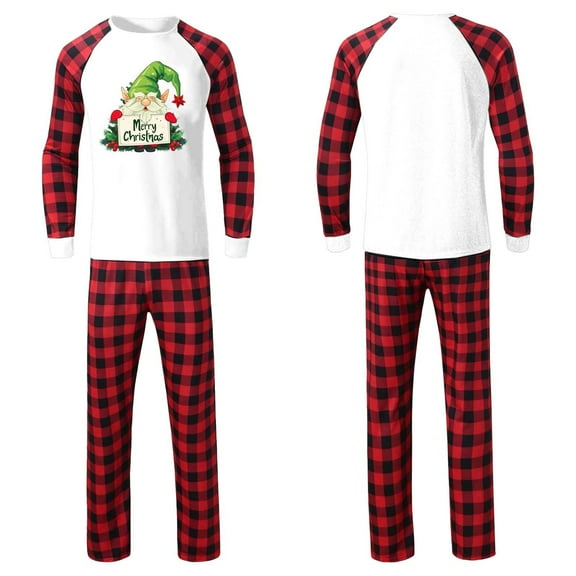 Mifsaly Family Christmas Pajama Sets 2025 Cute Xmas Santa 2 Piece Pjs Raglan Long Sleeve Pullover Sleepwear Crewneck Nightwear Plaid Sleep Pant with Pockets Holiday Festival Loungewear