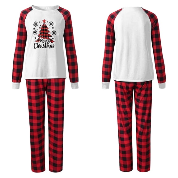 Mifsaly Family Funny Christmas Pajamas Sets 2025 Loose Long Sleeve Crewneck Pullover Sleepwear Xmas Trees Print 2 Piece Pjs Nightwear Baggy Sleep Pants with Pockets Festival Holiday Matching Outfits