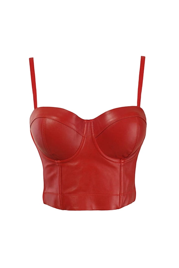 Faux Leather Bustier Crop Top Women Push Up Corset Tops Evening Club Party Fashion Bra Vest XXL