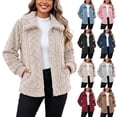 thumbnail image 1 of Mifsaly Fleece Jacket for Women Full Zip Lapel Sherpa Winter Coat Textured Warm Cozy Home Outdoor Work Office Outerwear with Pockets, 1 of 8