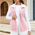 thumbnail image 1 of Mifsaly Fleece Vest Women Zip up Thick Warm Sleeveless Jacket Lapel Collar Patchwork Fall Coats Fuzzy Thermal Fashion Outerwear with Pockets, 1 of 9