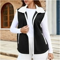 thumbnail image 1 of Mifsaly Fleece Vest Women Zip up Thick Warm Sleeveless Jacket Lapel Collar Patchwork Fall Coats Fuzzy Thermal Fashion Outerwear with Pockets, 1 of 9