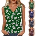 thumbnail image 1 of Mifsaly Floral Print Cotton Tank Tops Women V-Neck Sleeveless Top Comfortable Casual Summer Blouse Breathable Lightweight Basic Tee S, 1 of 6