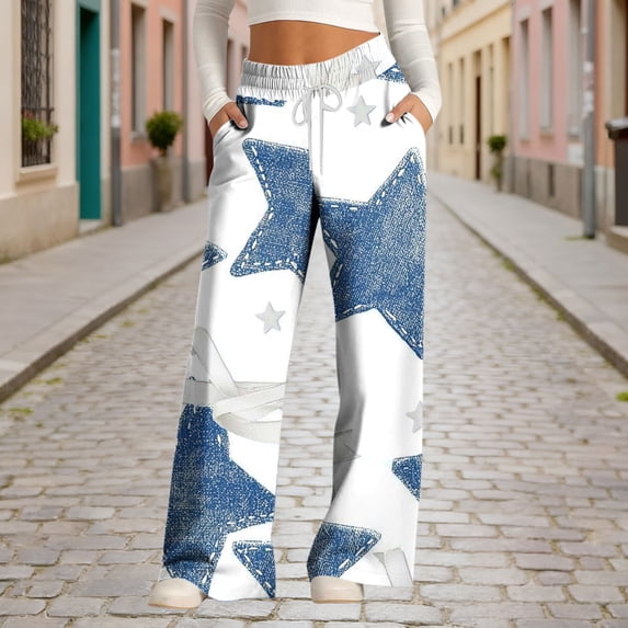 Mifsaly Floral Print Wide Leg Sweatpants Women High Waist Pants Comfortable Drawstring Joggers Leisure Travel Home Casual Pant with Pockets XXL