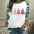 thumbnail image 1 of Mifsaly Funny Christmas Shirts Xmas Trees Printed Raglan Long Sleeve Sweatshirt Loose Fit Patchwork Tops Pullover Festival Party 2025 Holiday Costume, 1 of 5