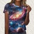 thumbnail image 1 of Mifsaly Galaxy Space Print Tee for Women Crewneck Short Sleeve Summer Tops Soft Stretchy Lightweight Breathable T-Shirts Casual Daily Going Out Flattering Versatile Trendy Shirt S, 1 of 5
