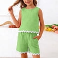 thumbnail image 1 of Mifsaly Girls 2 Piece Outfits Sleeveless Tank Tops and Elastic Waist Shorts Lightweight Lounge Kids Summer Casual Playwear, 1 of 9
