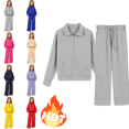 thumbnail image 1 of Mifsaly Girls 2 Piece Sweatsuit Sets Quarter Zip Pullover Long Sleeve Sweatshirt and High Waisted Sweatpants Spring Fall Tracksuit Set with Pockets 120, 1 of 6